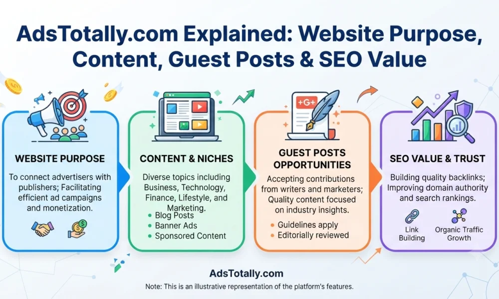 AdsTotally.com Explained Website Purpose, Content, Guest Posts and SEO Value.