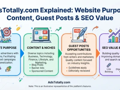 AdsTotally.com Explained Website Purpose, Content, Guest Posts and SEO Value.