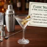 Classic Martini Recipe at Home Ratios, Ingredients and Easy Steps.